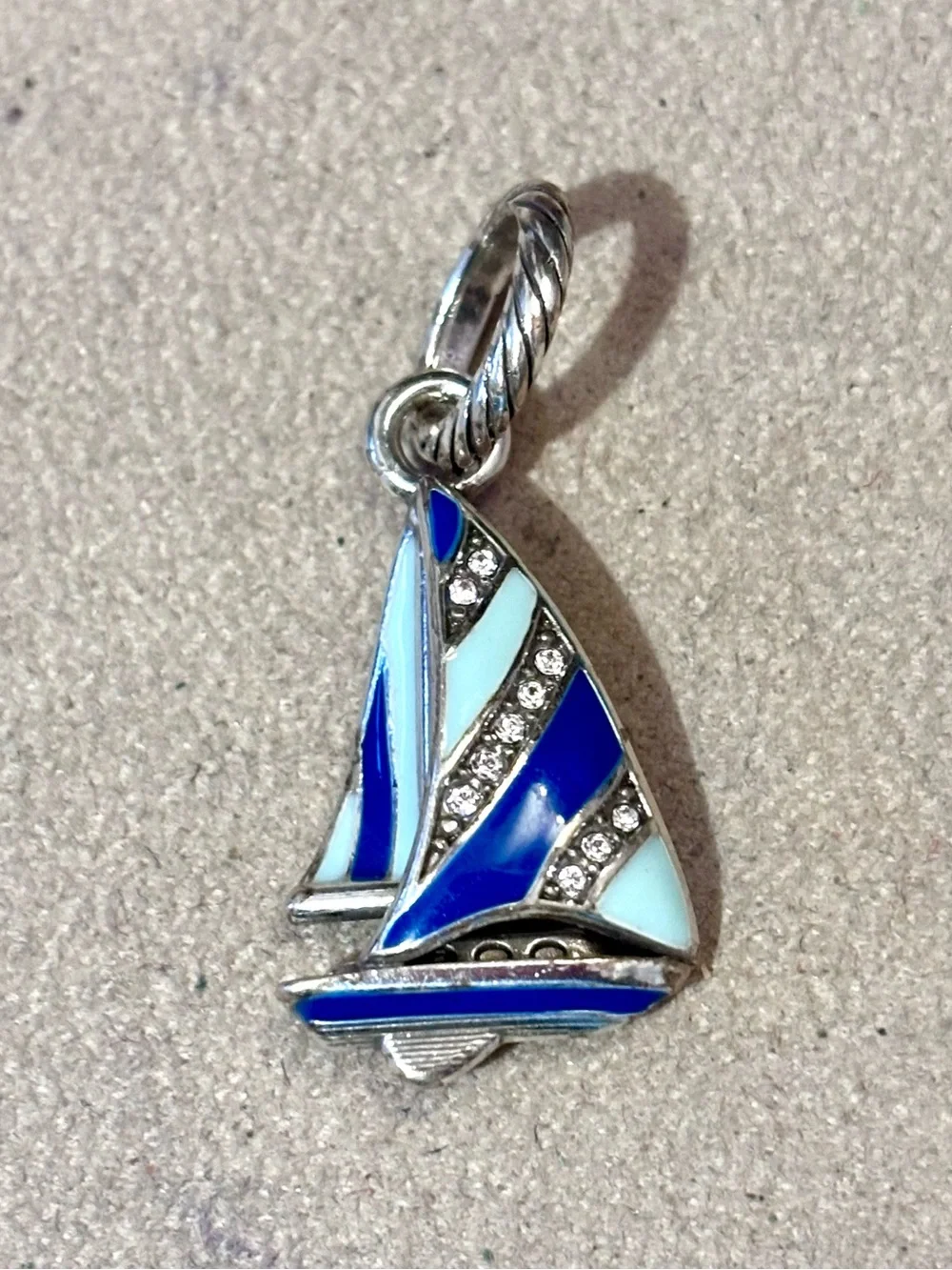 🆕Listing! Brighton Set Sail charm Sailboat in blue & aqua with crystals Retired